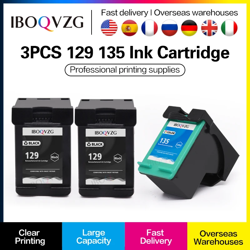 

Чернильный картридж IBOQVZG для HP 129 135, замена для hp Photosmart C4110 C4140 C4150 C4170 C4173 C4175 C4180 C4183 C4188 C4190