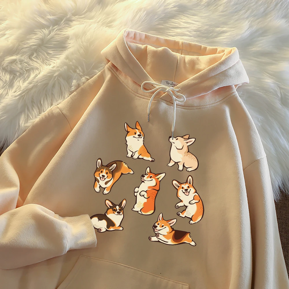 7 corgis animal Dog Street Printing Hoodie Women Fashion Casual Clothing Autumn Warm Fleece Sweatshirts Oversize Loose Hooded 5xl animal rabbit lovely printing hoodie women men fashion casual clothing autumn warm fleece sweatshirts oversize loose hooded