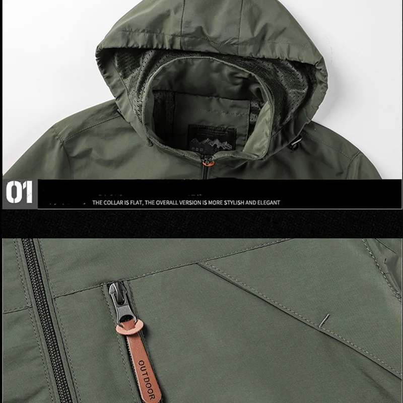 Spring Jacket for men Tactical Hunting Outdoor Sports Hiking Waterproof windbreaker Hooded