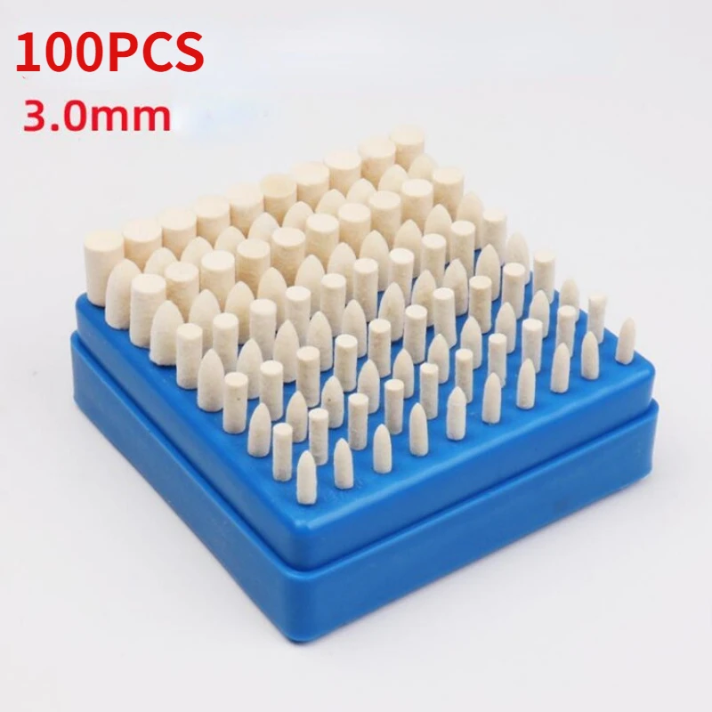 

100pcs Wool Felt Mounted Polishing Buffing Wheel Grinding Head for Dremel Drill Rotary Tool Shank Electric Grinding Accessories