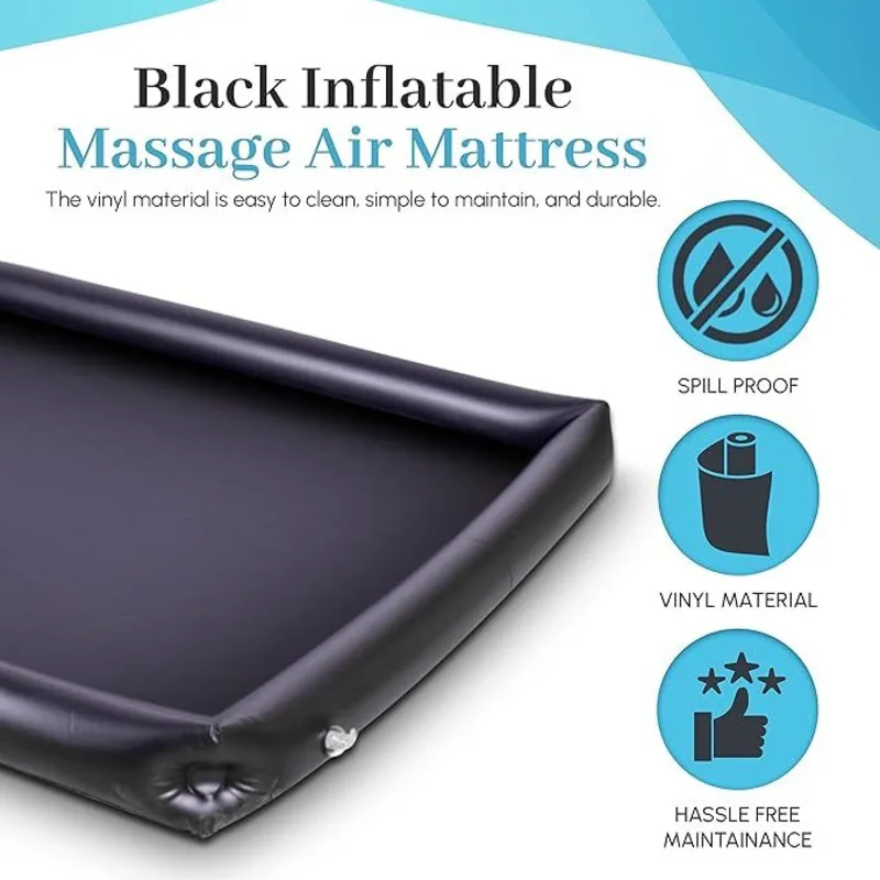 Inflatable Massage Sheet Water Bed Couples Passion Body Oil Spa Spill-Proof Border Black Durable PVC Waterproof Sex Furniture