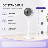 Ventilateur de sol 2-en-1 moderne avec 5 vitesses, puissant flux d'air, ventilateur sur pied USB portable pour la maison, la chambre et le bureau 5
