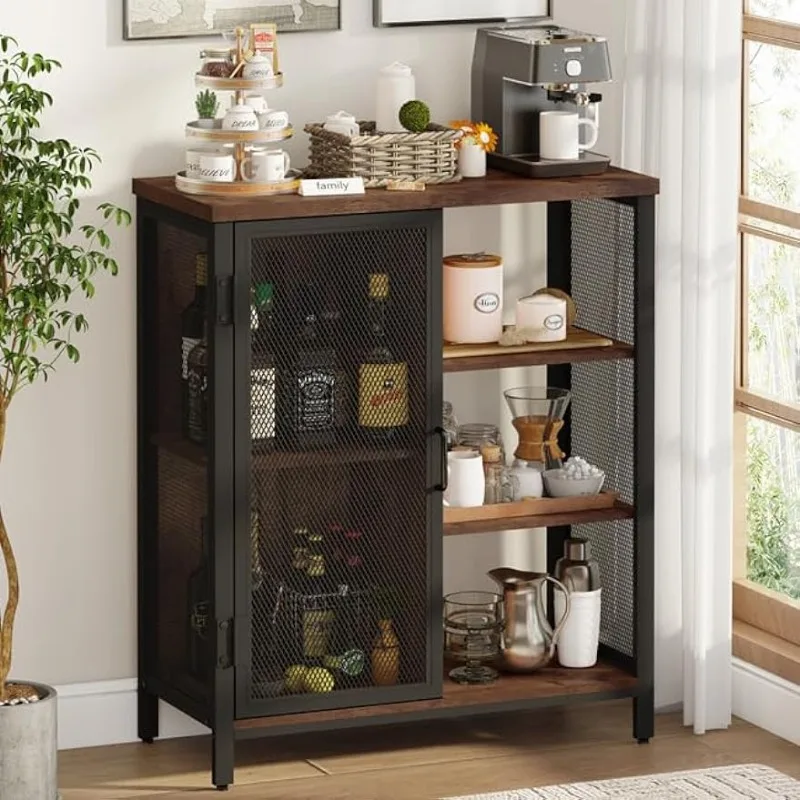 

Farmhouse Coffee Bar Cabinet for Home, Industrial Buffet Sideboard for Kitchen and Dining Room