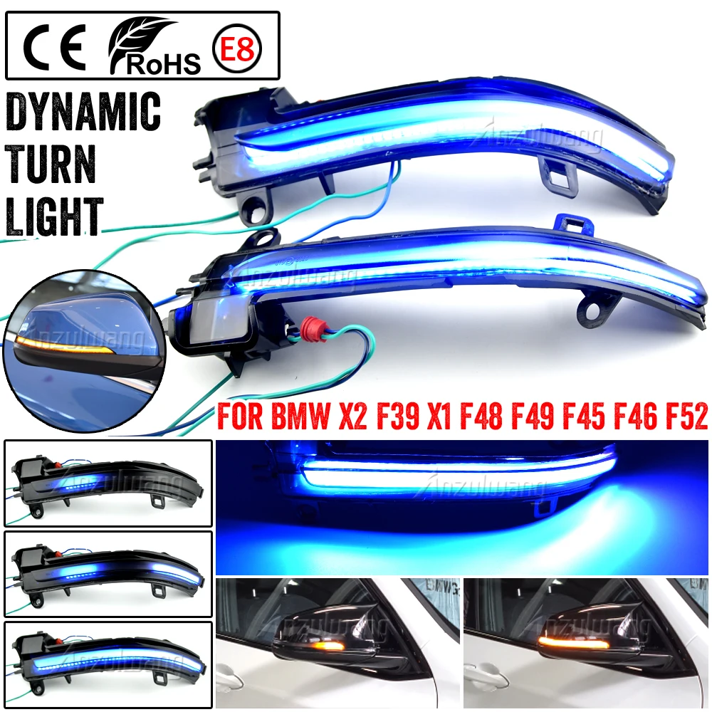 

2pcs LED Dynamic Turn Signal Blinker Sequential Side Mirror Indicator Light Lamp For BMW X1 F48 X2 F39 2 Series Active Tourer