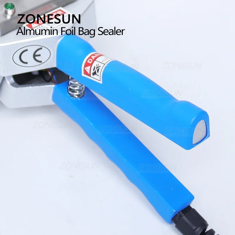 ZONESUN Direct-heat Plier Portable Impulse Heat Sealing Machin Composite Aluminum Foil Pouch Foil Bag Sealer ZS-FKR200C 4