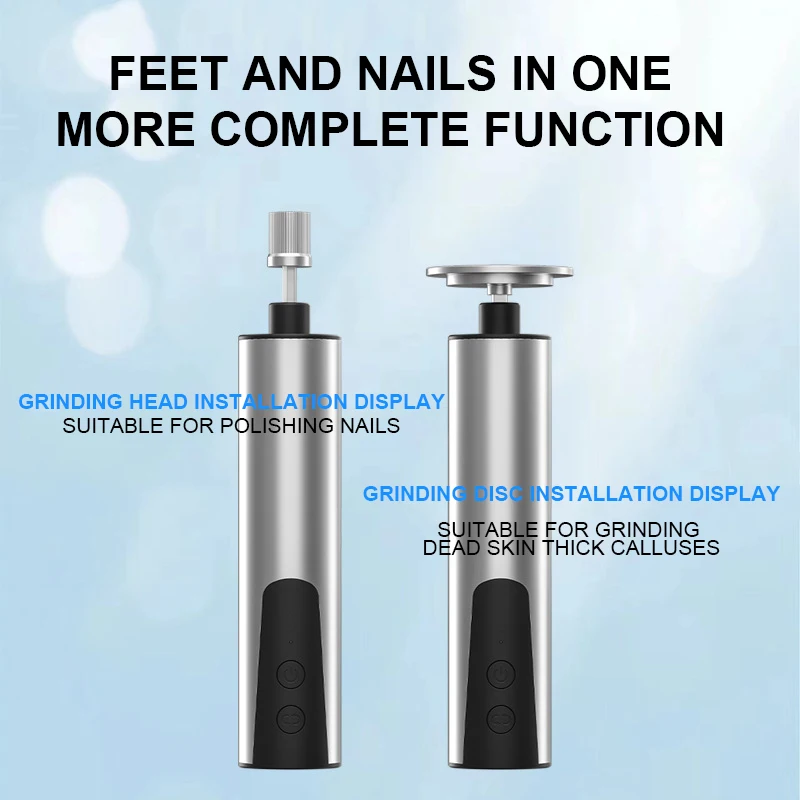 2 in 1  Electric Nail Drill Polisher Tool Custom Logo Pedicure Machine Callus Remover Remover Dead Hard Skin Foot File 4