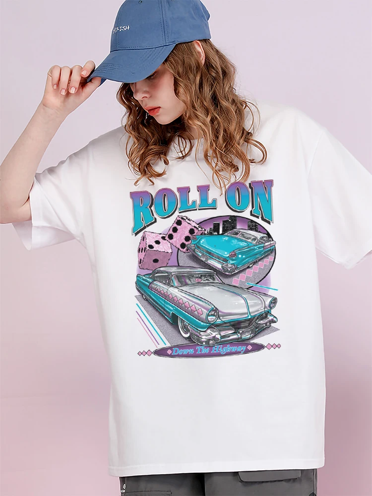 Camisetas estampadas Roll On The Highway para mujer, ropa de calle informal  de matemáticas, Tops transpirables cómodos, ropa de algodón para mujer| | -  AliExpress