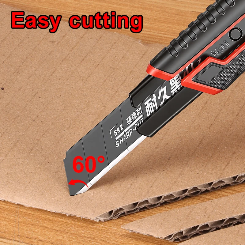 ABS 플라스틱 바디의 헤비듀티 유틸리티 나이프 - 블랙 SK2 블레이드, 18mm 칼날, 산업 및 건설용으로 날카롭고 내구성이 뛰어남