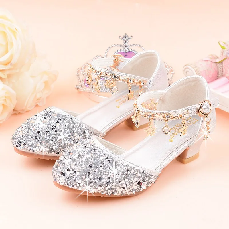 Girls High Heel Shoes Princess Wedding | Leather High Heels Dress Shoes ...