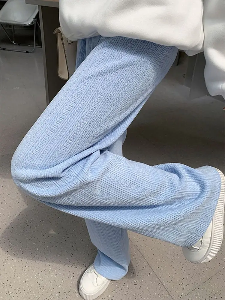 Pants Women Thick Winter Clothes Solid All-match Cute Cozy Stylish Harajuku Elegant Wide Leg Baggy Elastic Waist
