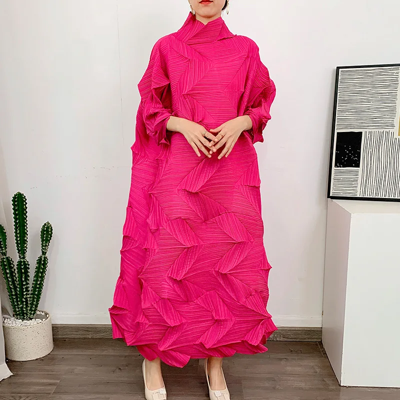 Miyake Pleated Handmade Diamond Long Dress Women Spring Summer New Loose Large Size Lace Turtleneck Dress With Belt - AliExpress 200000345 Miyake Pleated Handmade Diamond Long Dress Women Spring Summer New Loose Large Size Lace Turtleneck Dress With Belt - AliExpress 200000345