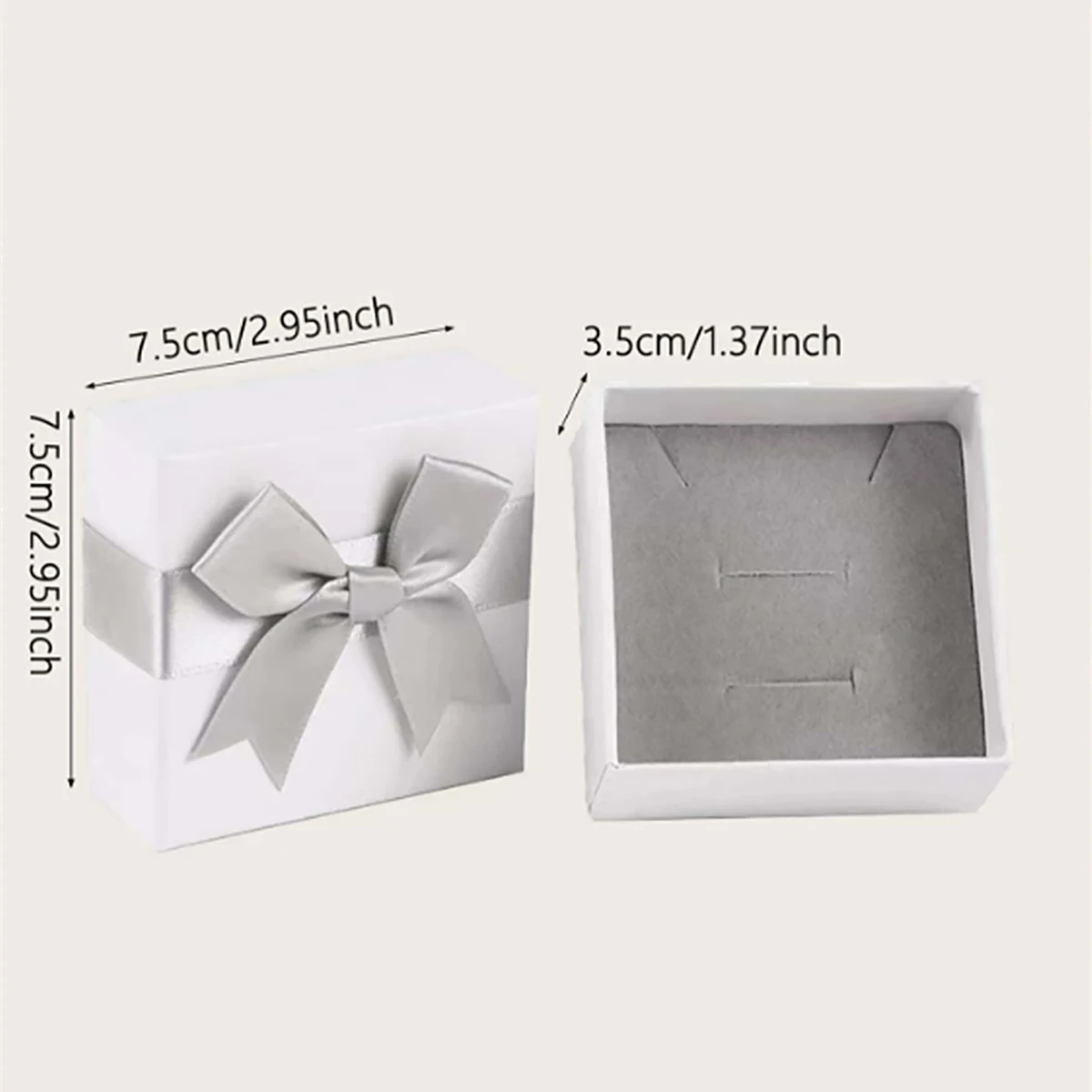 Elegant Grey Satin Bow Jewelry Gift Box
