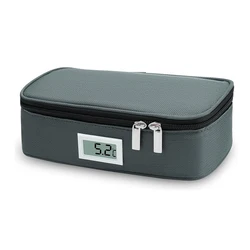 Portable Insulin Refrigerator with LED Temperature Display and Ice Packs (Grey)