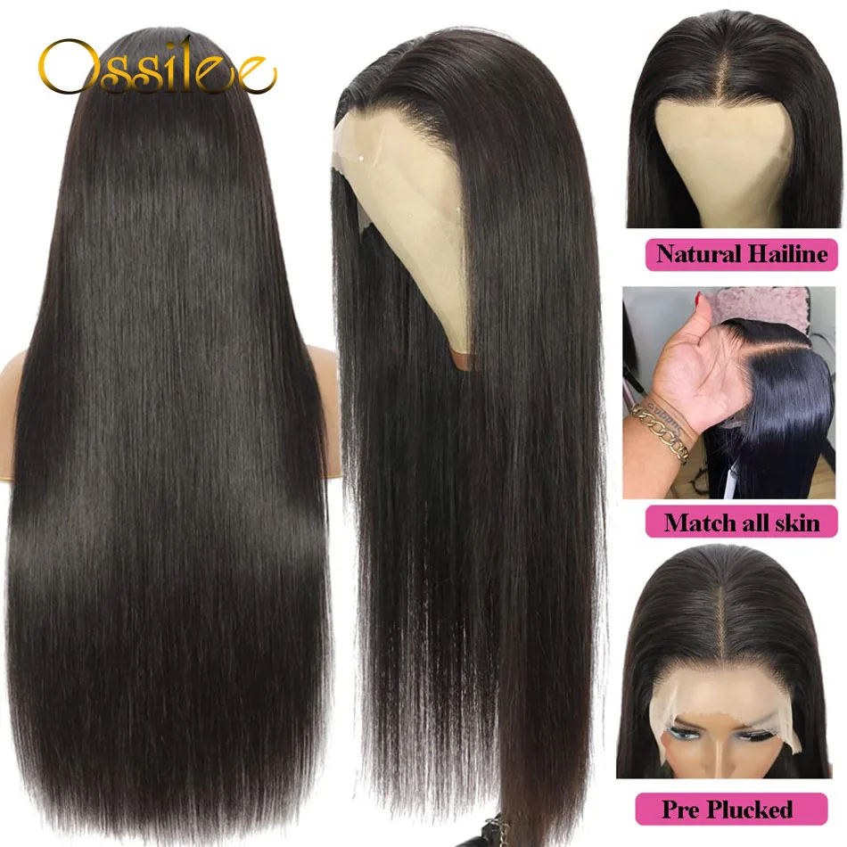 13X6 Lace Front Wig Human Hair Straight Remy Hair Pre Plucked 360 Full Lace Wig Human Hair Hd Lace Frontal Wig Ossilee Hair