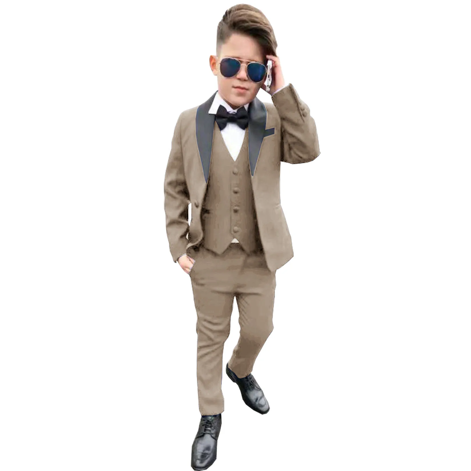 Boys Wedding Suit Teenager Kid Formal Tuxedo Bowtie Dress Children Blazer Party Performance Costume
