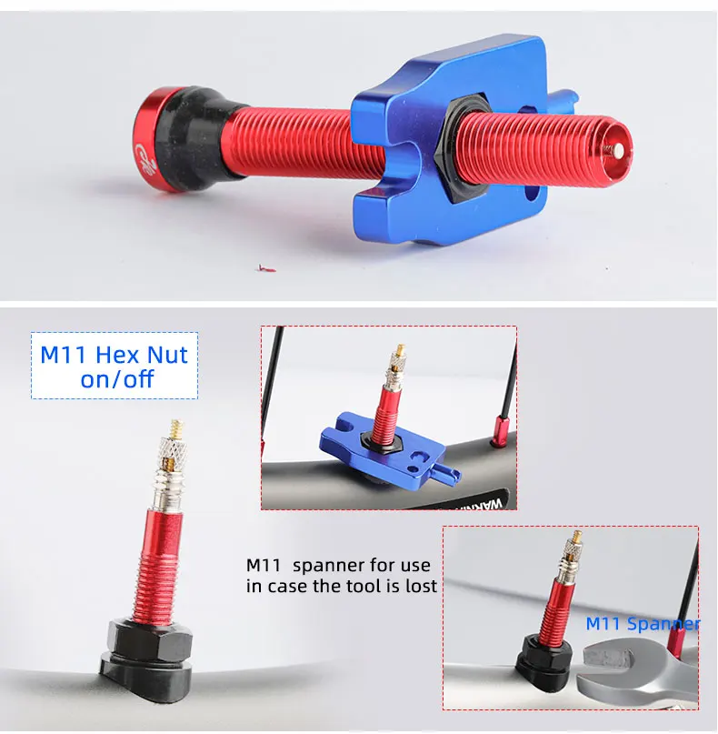 Deemount 2 Stück Schrader A/V-Ventile 40/60 mm CNC-gefräst eloxiert für MTB-Rennrad-Schlauchlose Felgen – Detail 13