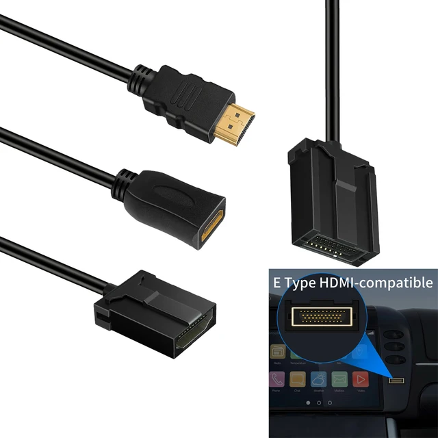 1.5M HDMI-compatible Type E Male to Type A Male/Female Extender Gold Plated 4K HDR for Car Head Unit GPS DVD Automotive System