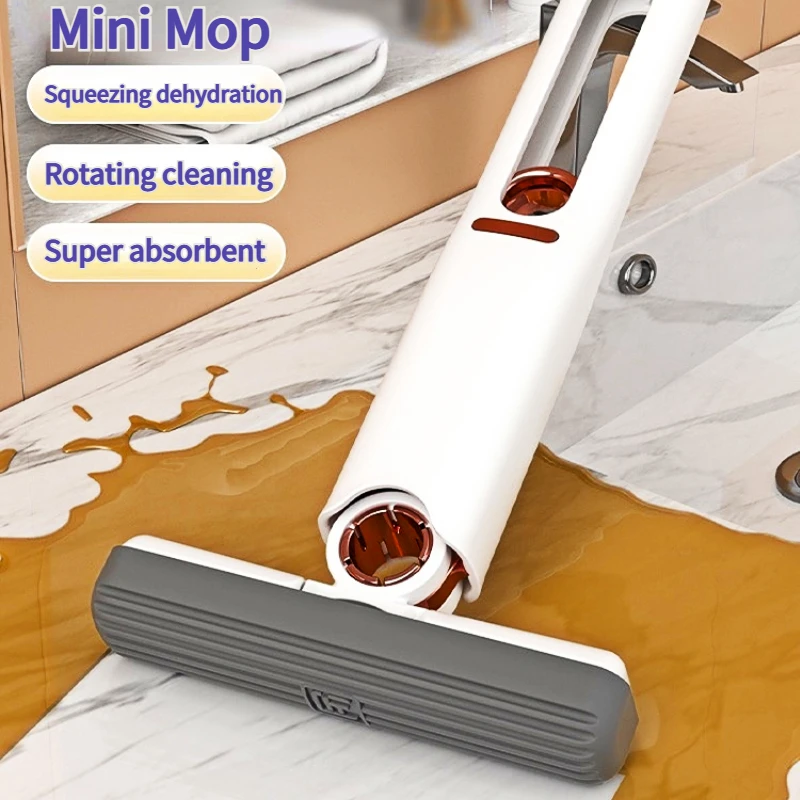 Mini Squeeze Mop Portable Home Mop Kitchen Car Cleaning Mop Desk