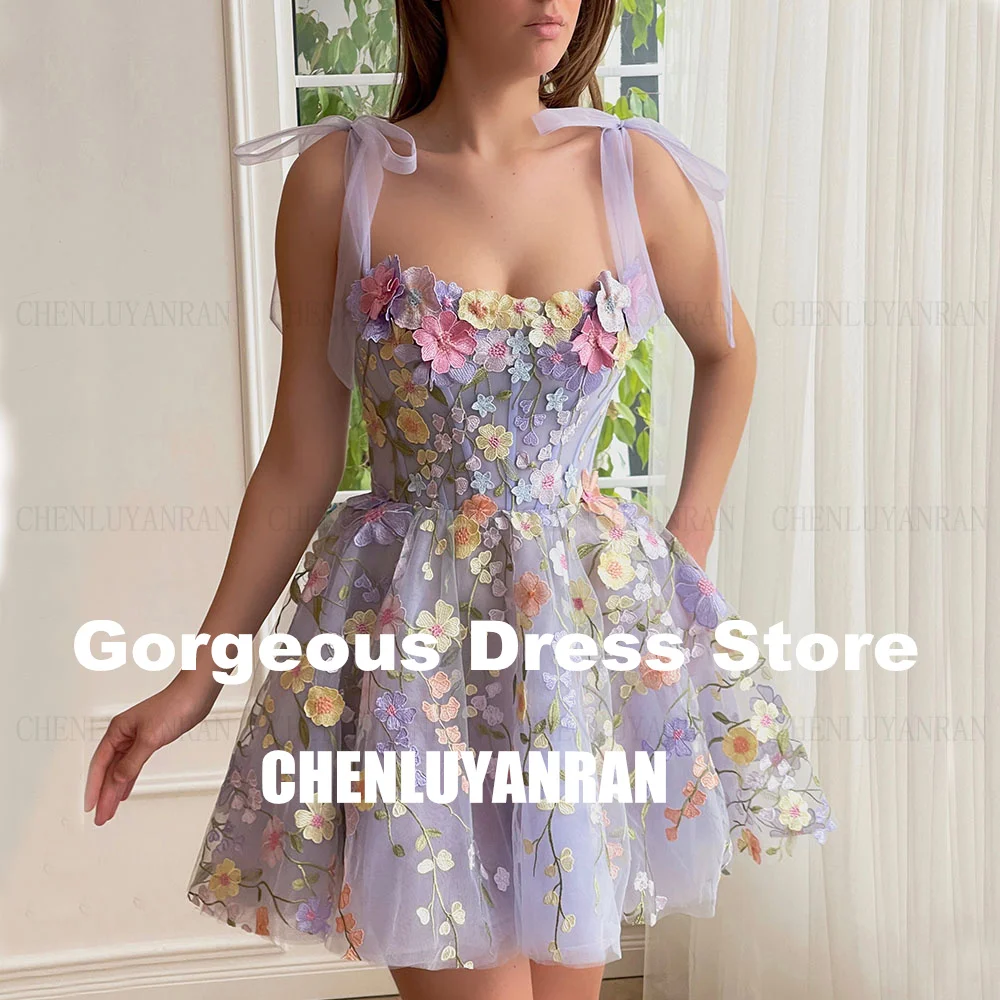 Purple Lace Formal Occasion Dresses Bow Strap Mini A-Line Party Dress Luxury Short Zipper Sexy Cocktail Gown
