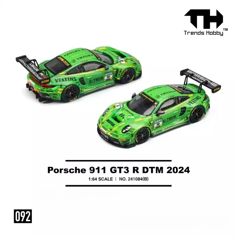 TrendsHobby 1:64 싱가포르 전시회 첫 번째 에디션 포르쉐 911gt3r 독일 투어링 카 레이스 DTM2024 챔피언 합금 자동차 모델
