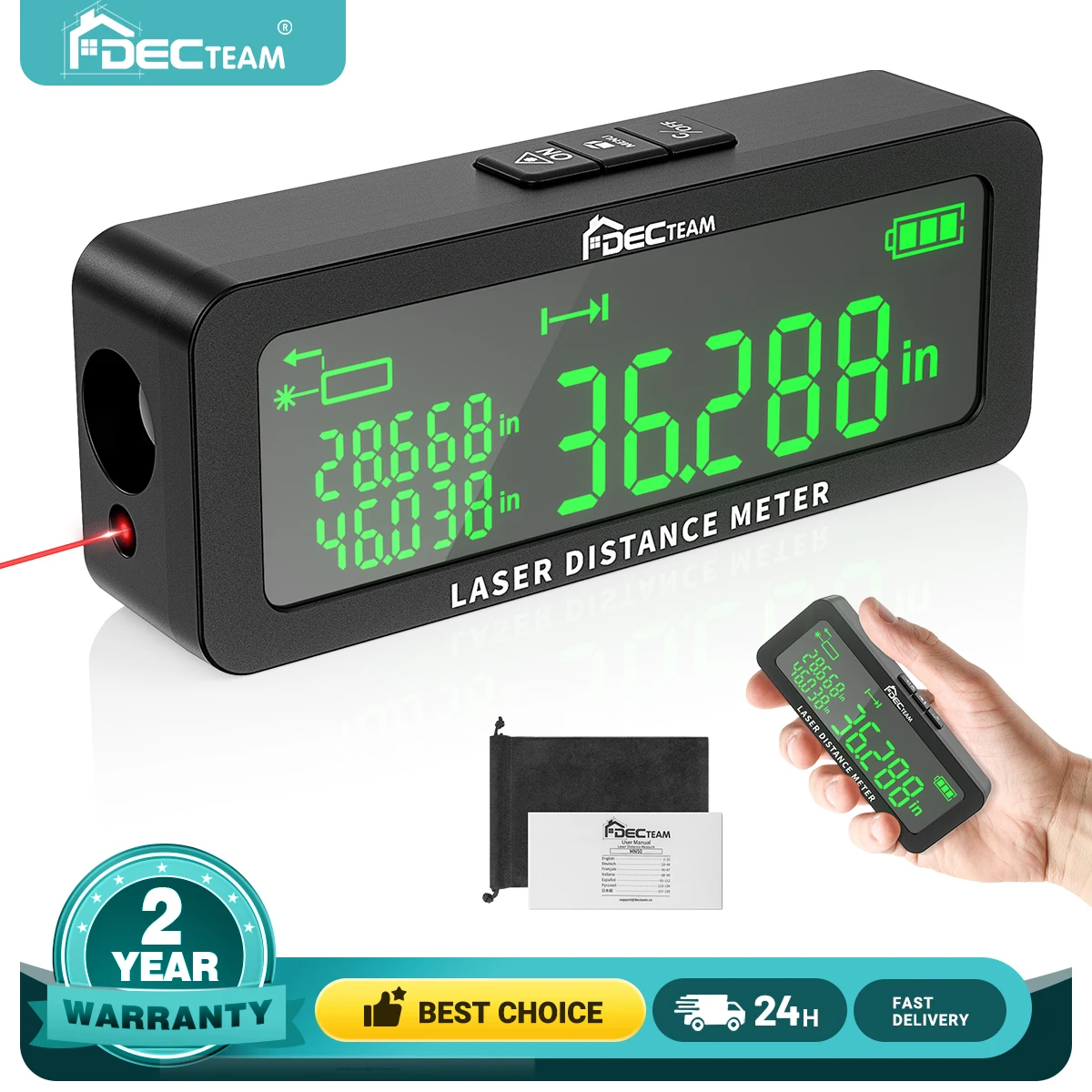 Laser Rangefinder Distance Meter Decteam Laser Rangefinder 165ft/50M Laser Distance Meter With LCD Display And Multiple Angle Distance Area Volume Measure Tool
