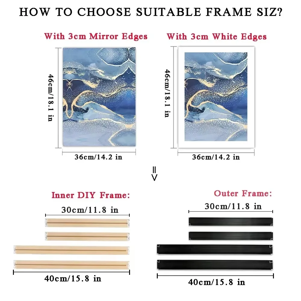 Photo frame Wood canvas frame Wood photo frame Wood frame Wood picture frame Art frames Customized DIY Frame Kit Gold Black Metal Aluminum Outer Frame and Wooden Inner for Canvas Painting Gallery Home Decor