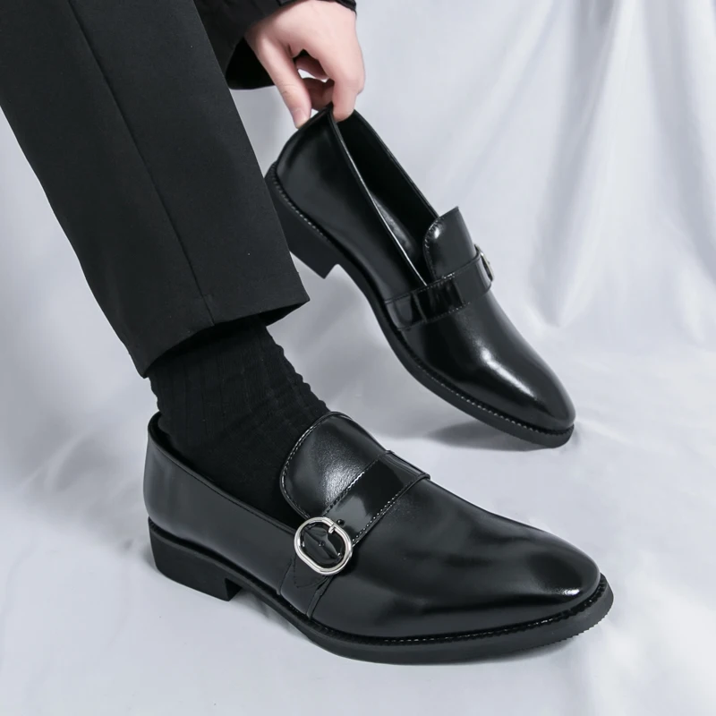 Fashion Trends Mens Loafers Business Leather Shoes Brand Elegant Shoes Slip on Man Casual Work Flat Classic Low-heel