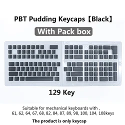 Enhanced PBT Pudding Keycaps Set - 129 Keys - OEM Profile - RGB Backlit Compatible (Black With Pack box)