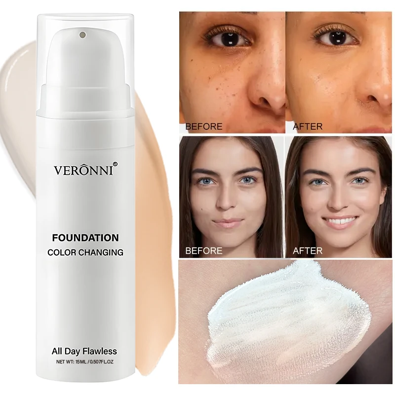 Liquid Foundation Moisturizing Oil-controlling Color-Changing Foundation Lightweight Liquid Matte Long Lasting Finish for a Flawless Finish Makeup