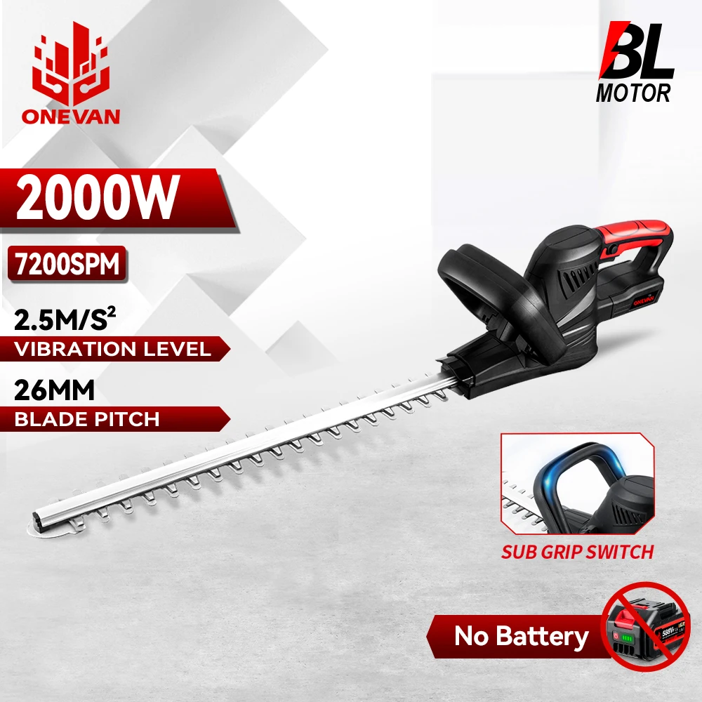 Description Picture 4 of itemONEVAN 2000W Brushless Dual-blade Electric Hedge Trimmer Cordless Garden Bushes Branch Cutter Power Tools For Makita 18v Battery