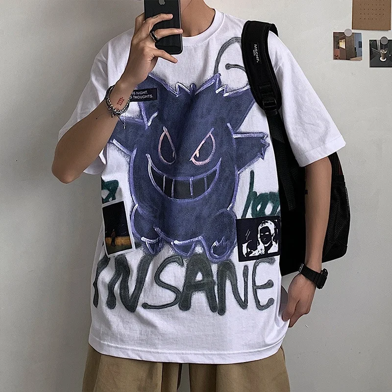 Men's Pokemon Gengar Summer Dark Fashion Anime t-shirt loose / oversized