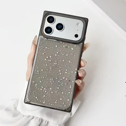 Luxury Glitter Bling Transparent Shockproof Phone Case with Soft Silicone Cover - iPhone 15 Plus (Black)