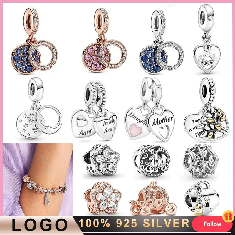 New High Quality Jewelry 925 Sterling Silver Inlaid Snowflake Double Decoration Pendant Original Logo DIY Charming Jewelry Gift new multi style snowflake with hole silicone molds pendant epoxy resin mold christmas tree hanging decoration diy jewelry making