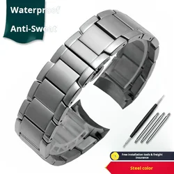 Men's 22mm Curved End Solid Stainless Steel Metal Watch Strap Bracelet - 22mm (Steel )