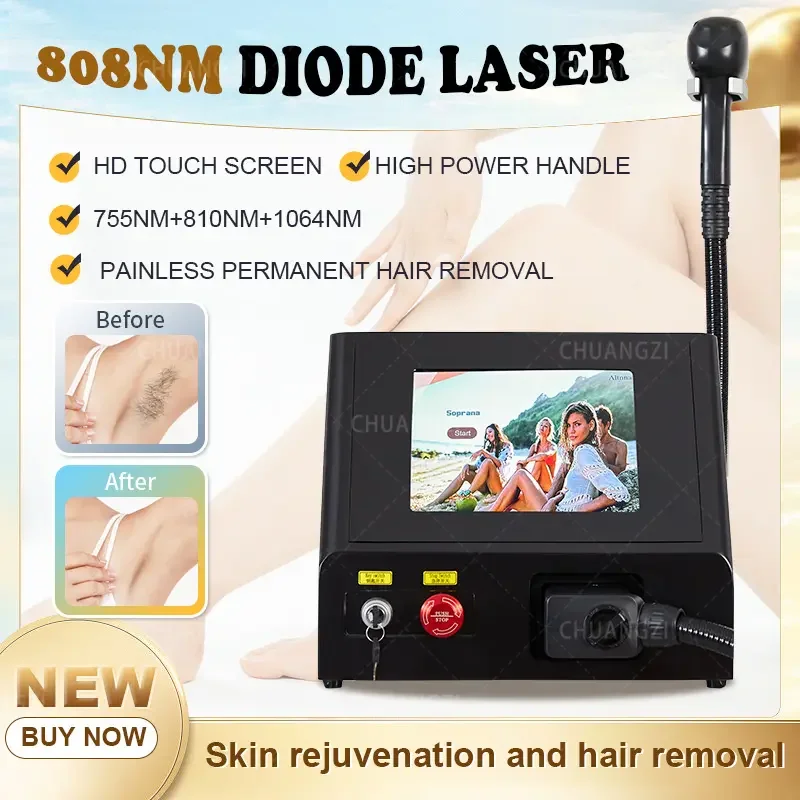 

Multi Wavelengths Diode Laser 755 808 1064nm Hair Removal Machine Face Body Hair Removal Cooling Head Painless Laser Epilator