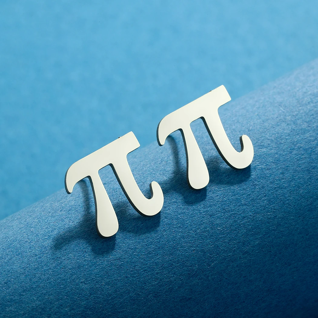Chandler Stainless Steel Simple Pi Earrings Pi Symbol Math Jewelry Mathematics Teacher Gift for Men and Women 2
