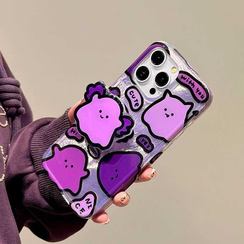 Ghost Eggplant Holder Dazzle Lustre Lining Hard Phone Case