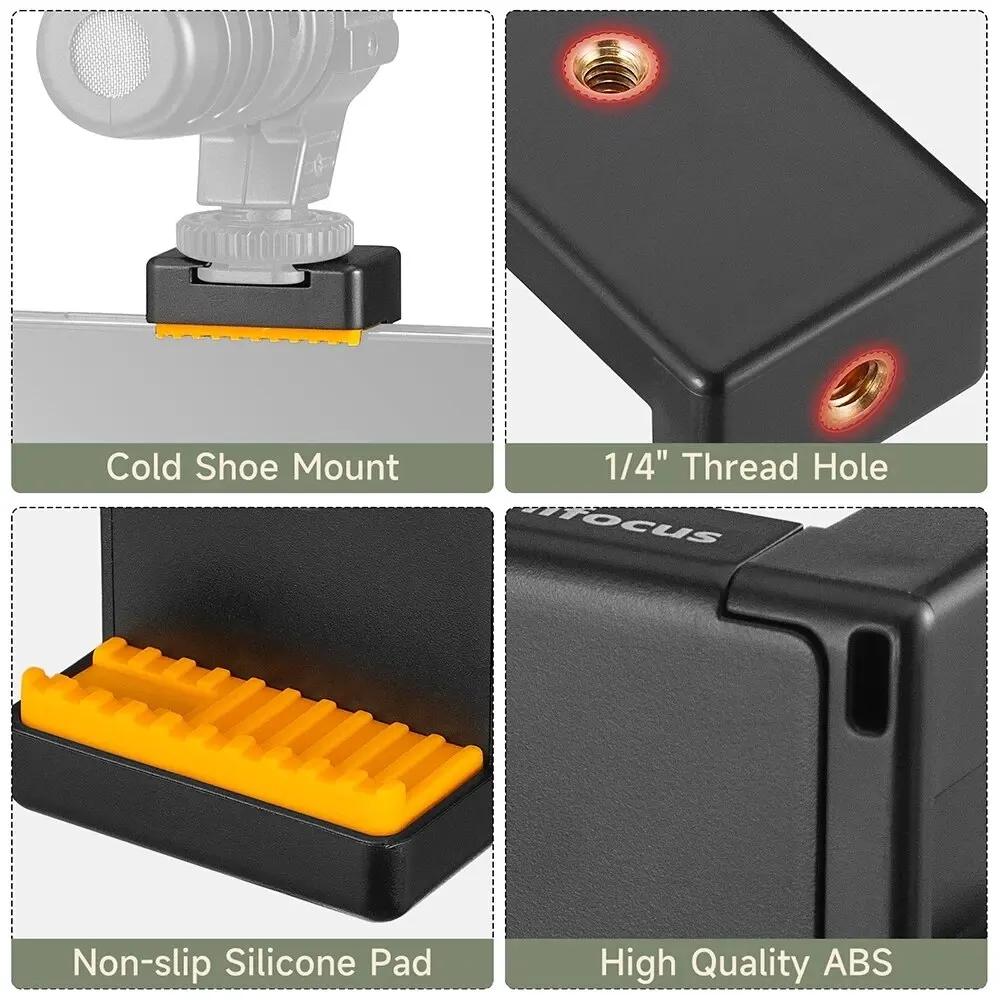 Phone Tripod Mount with Cold Shoe Mount for Microphone LED Video Light 1/4'' Screw for iPhone Samsung Galaxy OnePlus Google Pixel