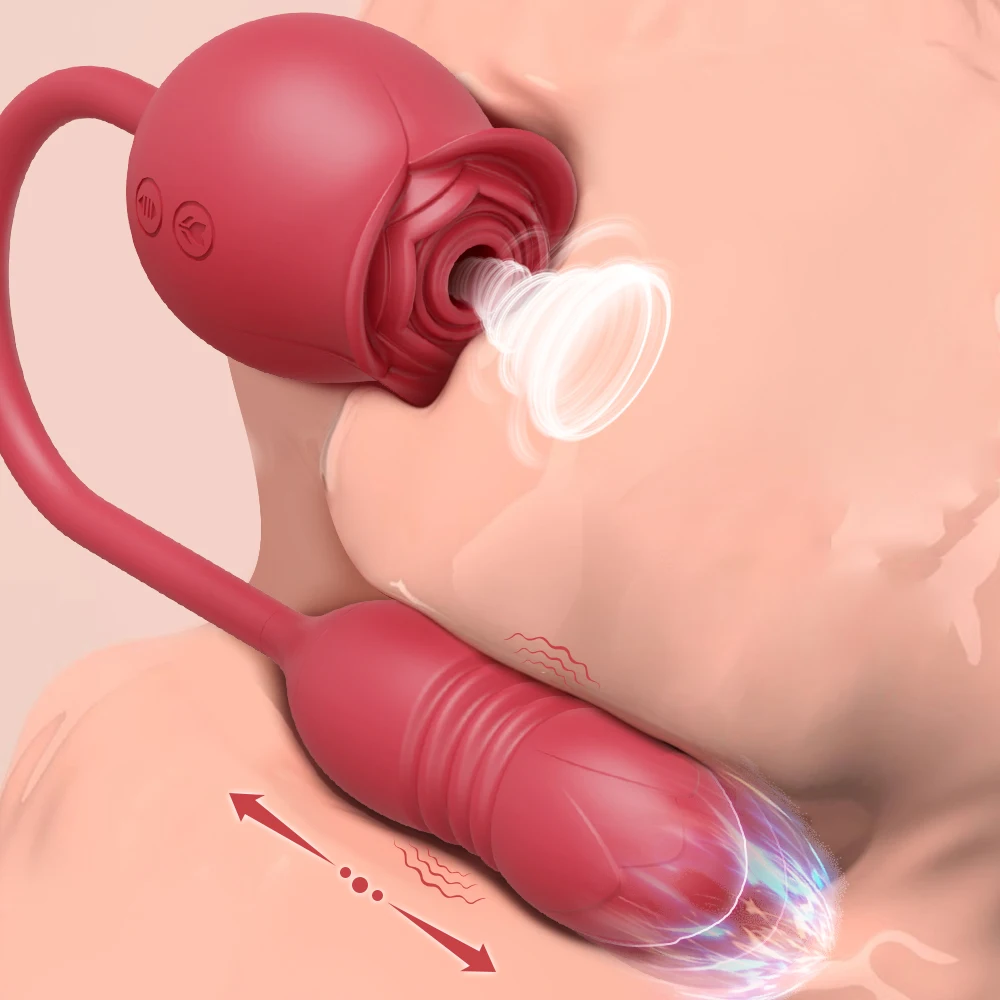 Rose-Saugen Sex Spielzeug Dildo Vibrator für Frauen 3in1 Stoßen G-punkt Anal Vibratoren Stimulator Weibliche Vibro-ei Spielzeug für Erwachsene 1