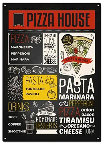 

Pizza House Blackboard Metal Tin Signs, Restaurant Blackboards Poster, Decorative Signs Wall Art Home Decor