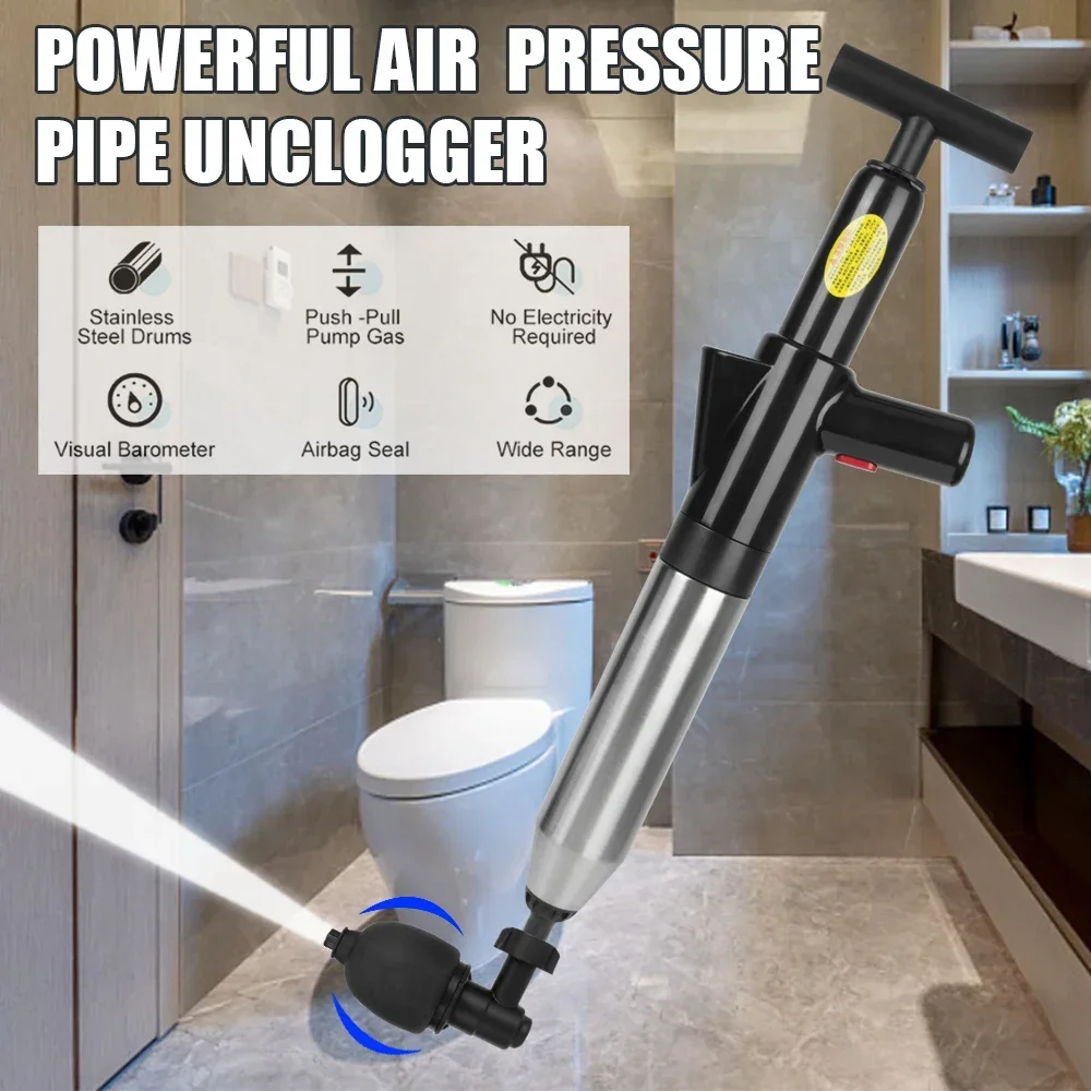 Toilet Plunger High Pressure Drain Plunger Dredge Clog Remover Sewer Pipe Unblocker Air Drain Blaster toilet plunger