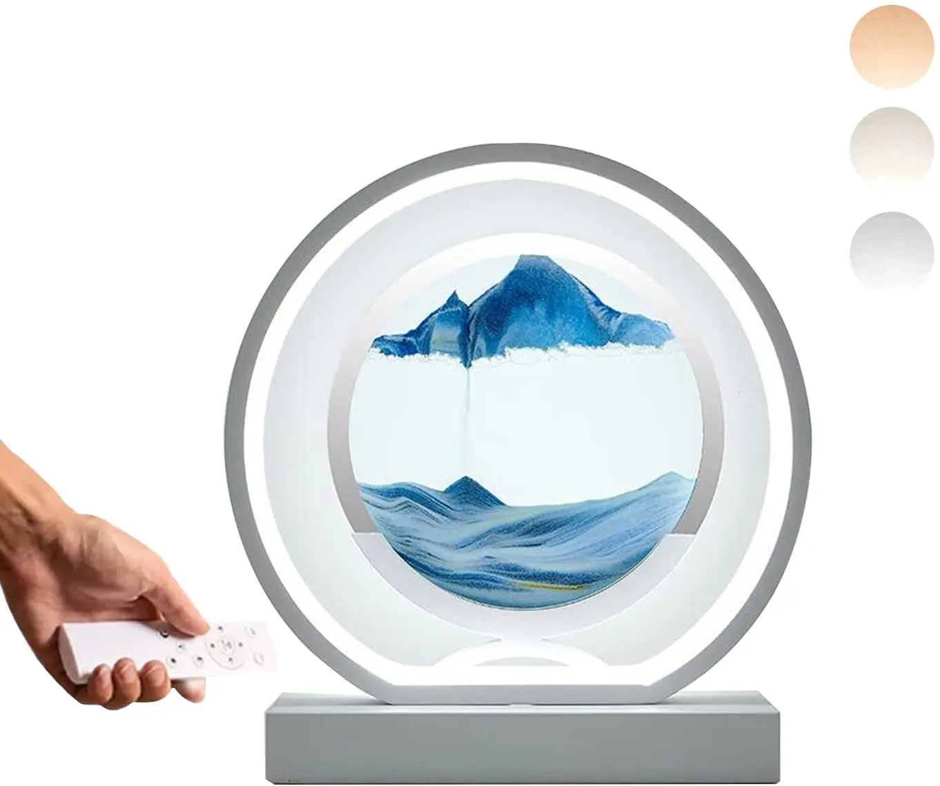 18W LED Remote Control Bedside Table Lamp 3D Quicksand Art Sand Scene Dynamic Round Glass Hourglass Kids Bedroom Night Light |