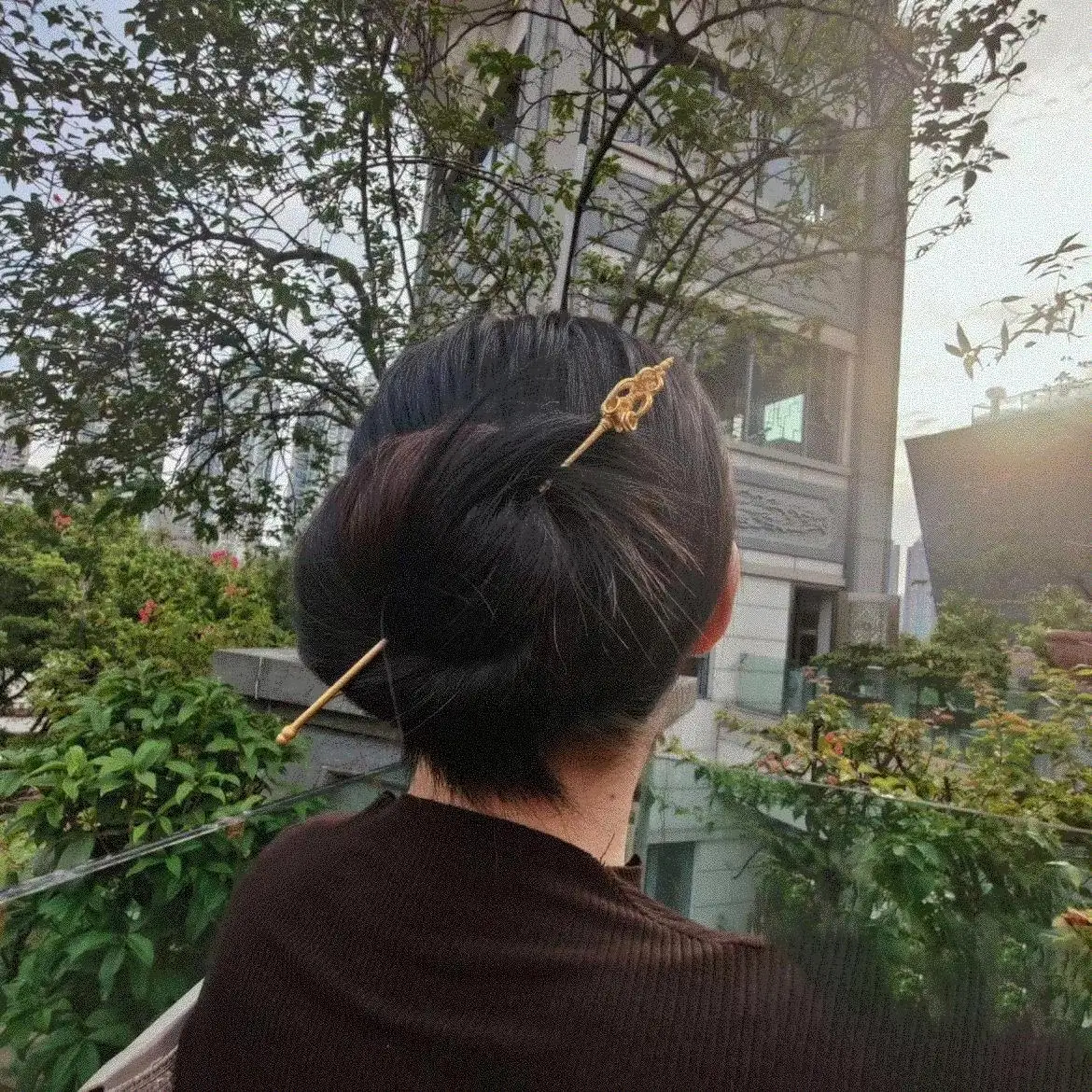 선 직원 홀 마술 직원 머리핀 여성 원래 민족 스타일 전통 머리핀, 부처님 스타일 코일 머리