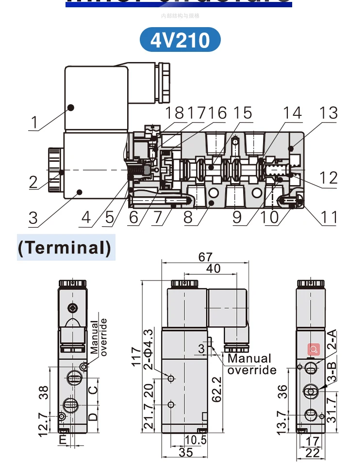 solenóide elétrica controle direcional ar válvula magnética 12v 24v 220v 4v210