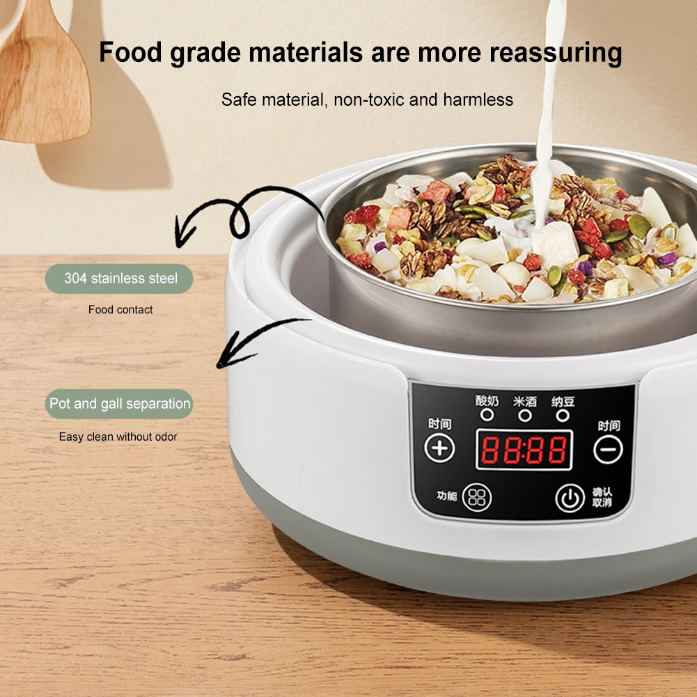 1.2L Automatic Yogurt Maker Constant Temperature Household Natto Maker Low Noise Multi-Function Yogurt Machine for Home Kitchen