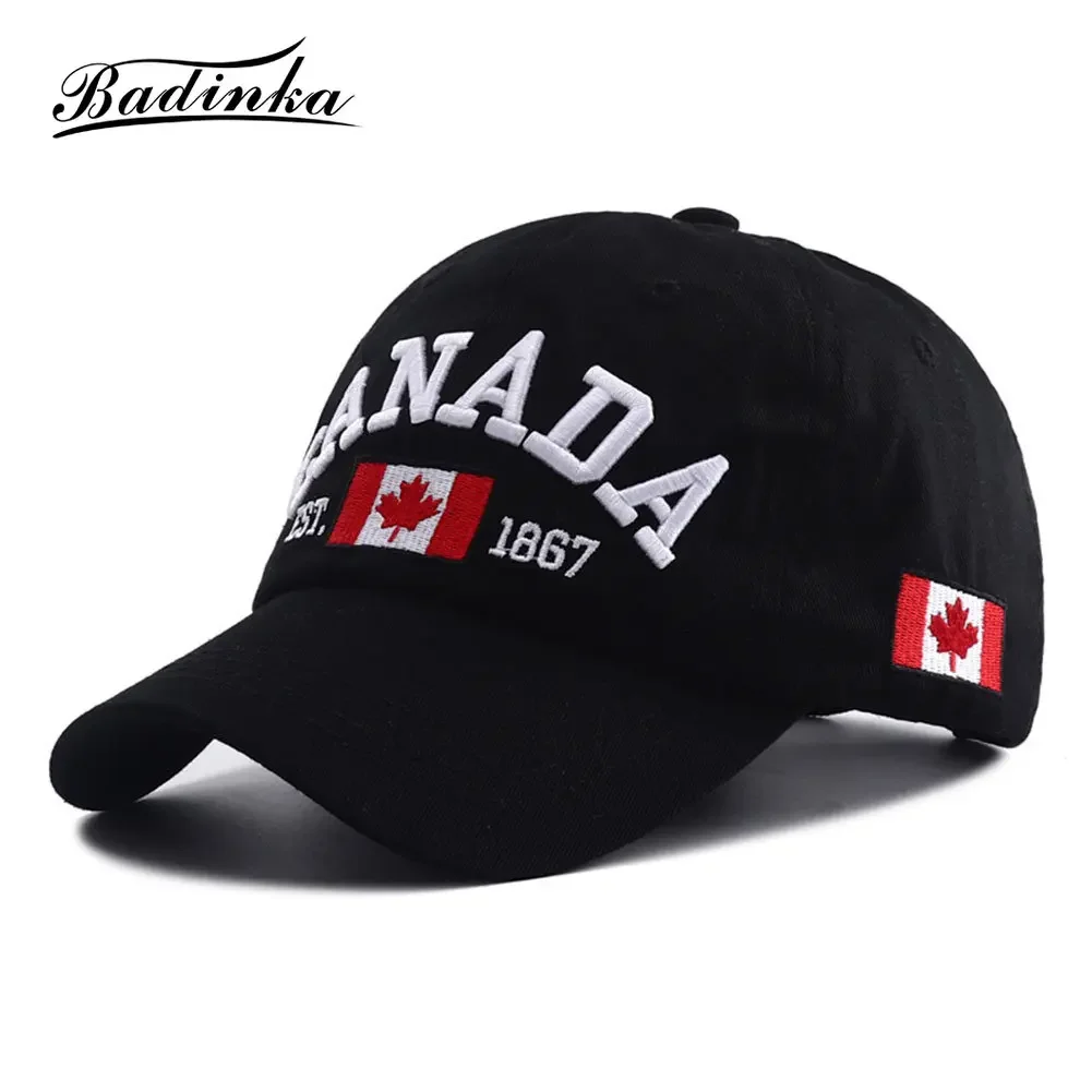 

2024 New Designer Canada Embroidery Baseball Hat Cap Women Black White Snapback Hats for Mens Baseball Accessories Wholesale