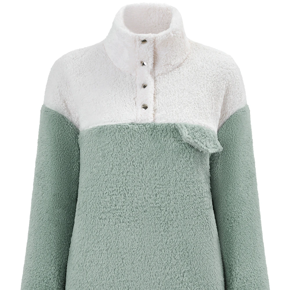 Autumn and Winter New Fashion Women's Wear Versatile European and American Colored Standing Neck Plush Thick Top
