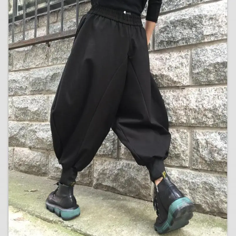 Large size 2023 Autumn/Winter New Street  Korean Low Crotch Pants Strap Harun Pants Long Pants Women's Fashion