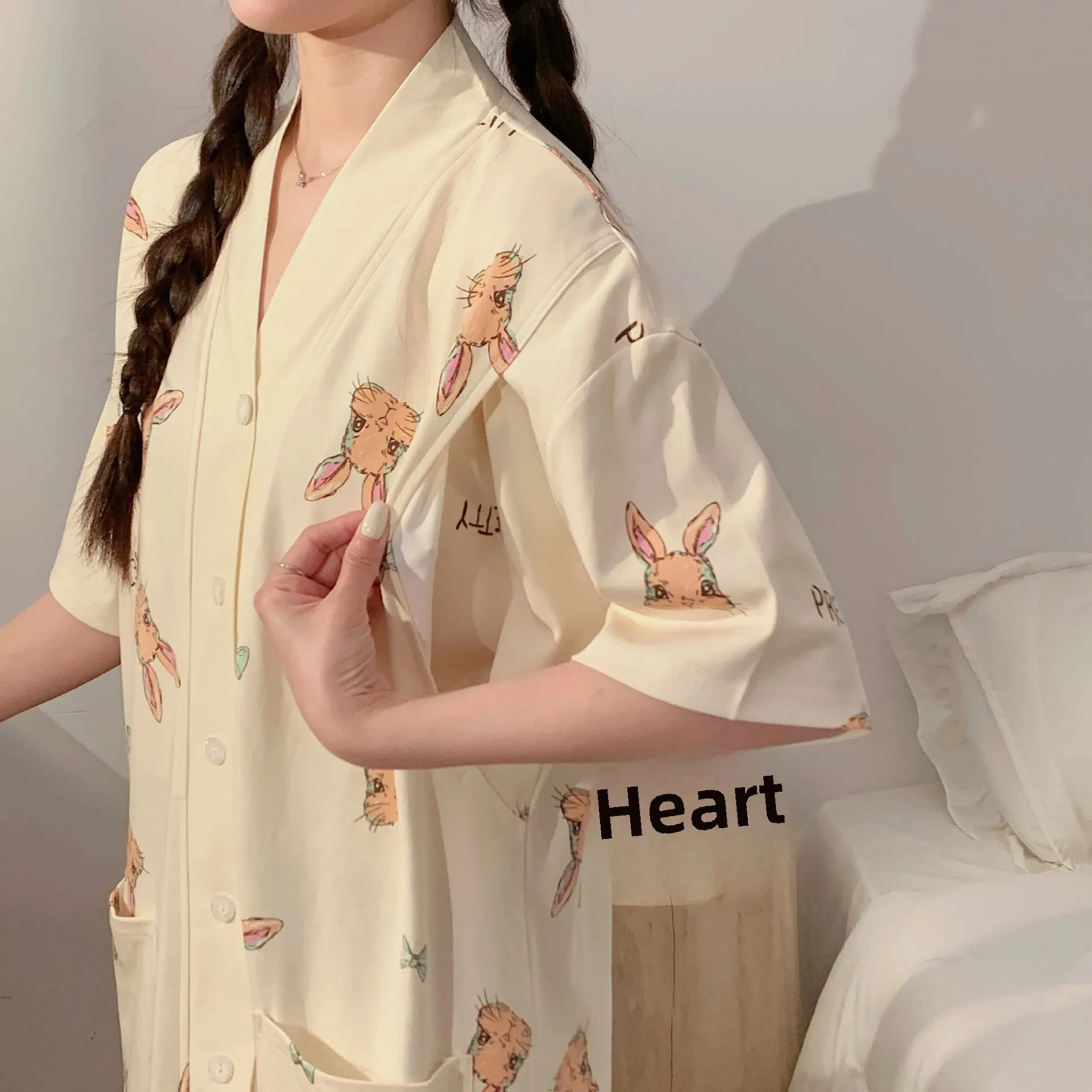 Nursing Dress Summer Cotton Chest Pad Postpartum Short Sleeves Maternity Sleepwear Breastfeeding Period Anticipation