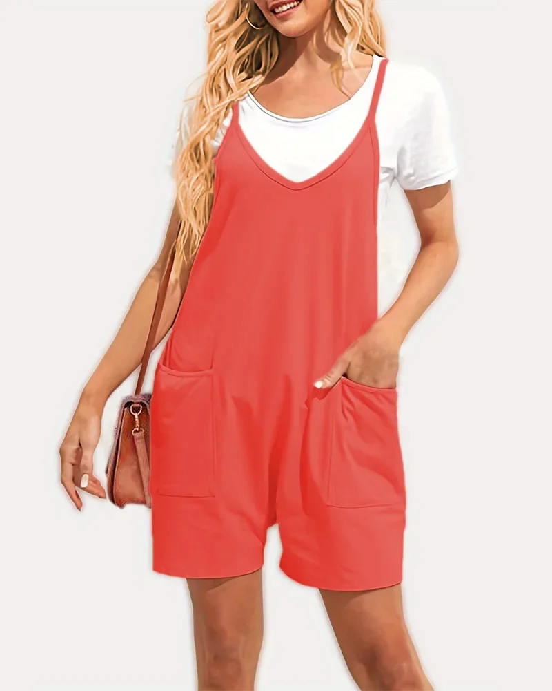 Jocoo Jolee Overalls Women Shorts Casual Black Loose Rompers Wide Leg Jumpsuit with Pockets for Women Summer